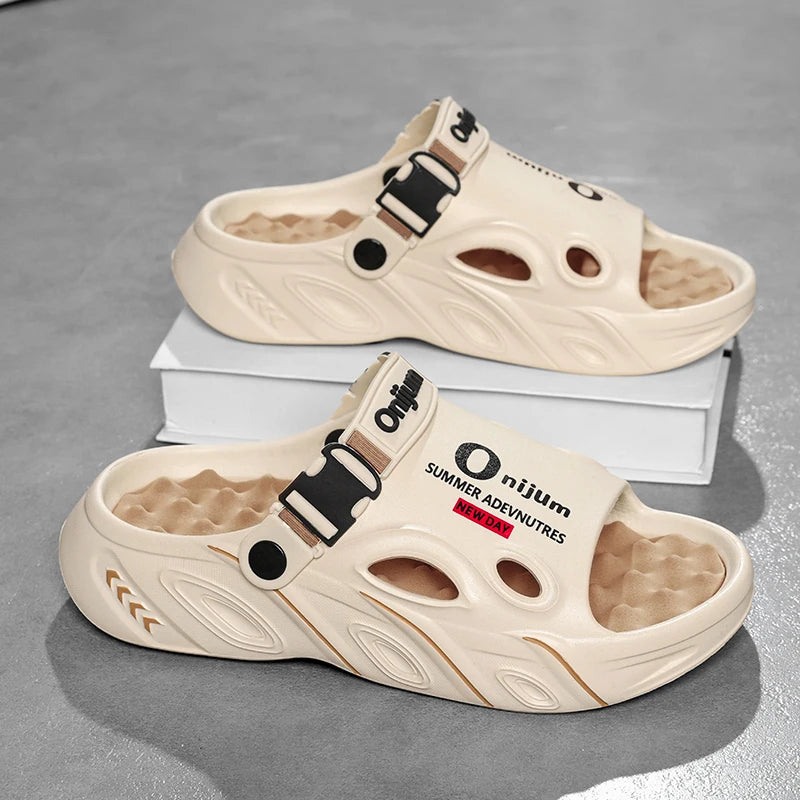 2025 New Men Slippers Summer Slides Dual-purpose Sandals EVA Soft-sole Unisex Men Women Indoor Outdoor Walking Beach Shoes