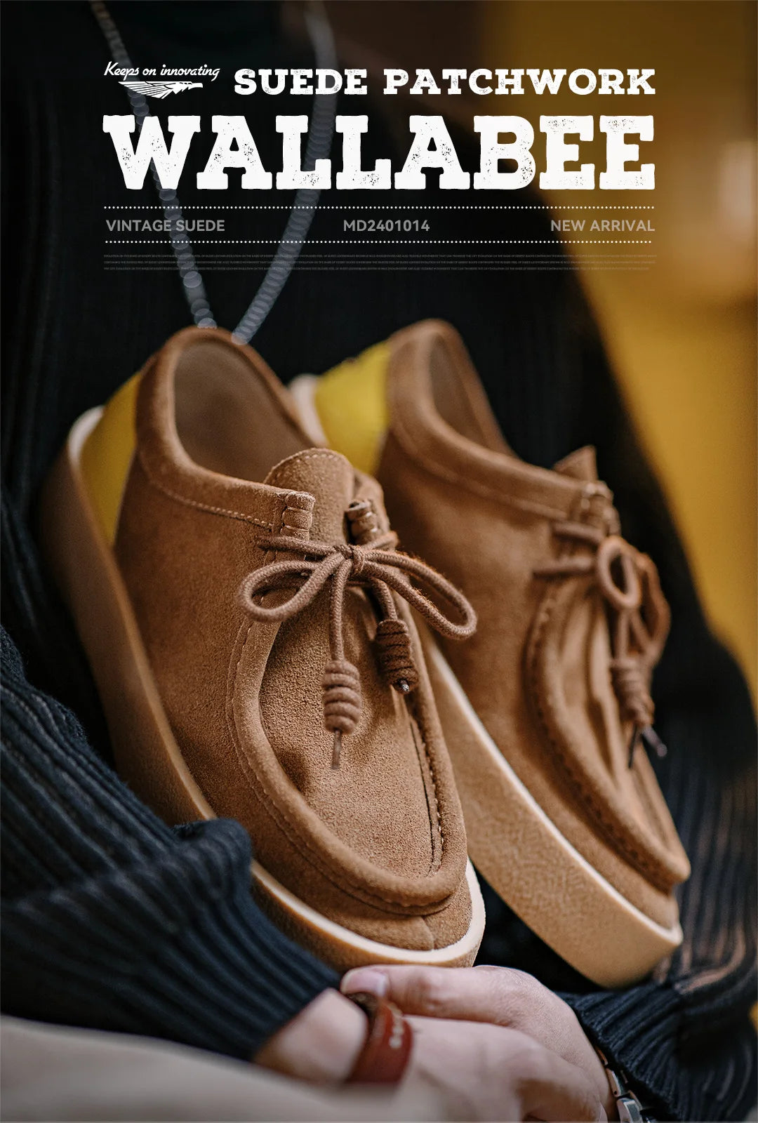 Maden Vintage Thick-Soled Patchwork Leather Shoes Low-Cut Casual Ankle Boots Versatile Dress Shoes for Men's Autumn and Winter