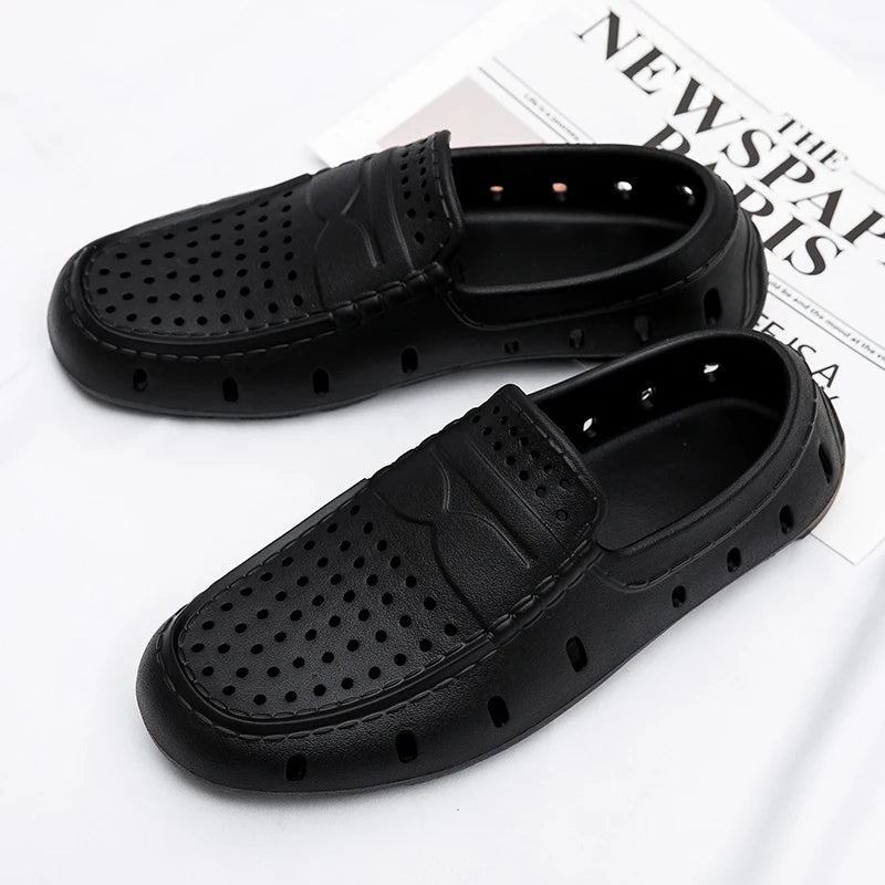 Comforty Men Slippers Summer Men's Slip On Loafers Waterproof Sandals Fashion Men's Beach Flip Flops Soft Sandals With Support