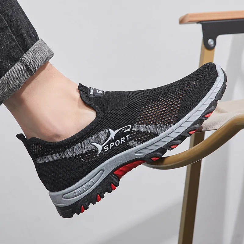 Summer Men's Shoes Lightweight Sneakers Fashion Outdoor Male Hiking Shoes Soft Soled Running Shoes Mesh Slip on Men Casual Shoe