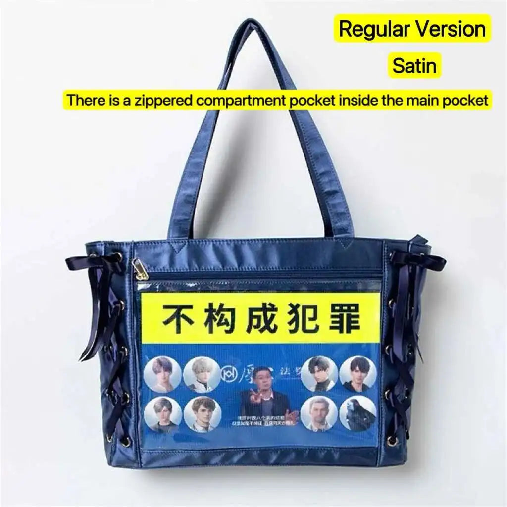 Japanese Sweet Women Ribbon Ita Bag Cute Lolita Girl Transparent Handbags Fashion Large Capacity Tote Bag Aesthetic Shoulder Bag