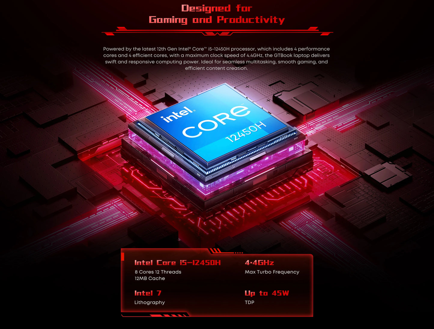 CHUWI GTBook Laptop Intel i5-12450H RTX 3050 15.6 Inch 144Hz 16GB DDR4 512GB SSD Windows 11 Pro WIFI 6 M.2 Up To 1T RJ45*1