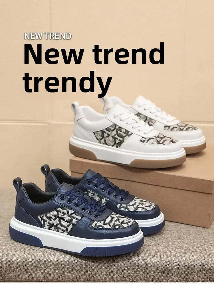 2025 Spring New Men's Shoes All Fashion Increase Board Shoes Senior Sense Retro Bar Fashion Shoes Non-slip Street Casual Shoes