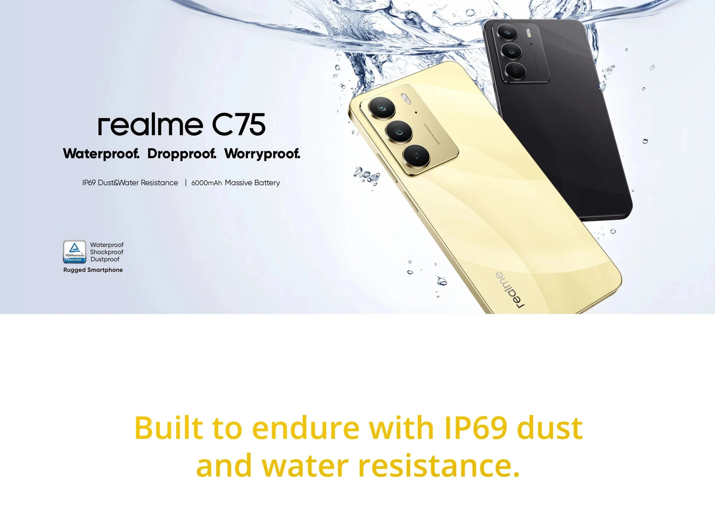 Global Version realme C75 6.72'' 90Hz FHD Display 50MP AI Camera 6000mAh Battery 45W Charge IP69 100% Original Cell Phone
