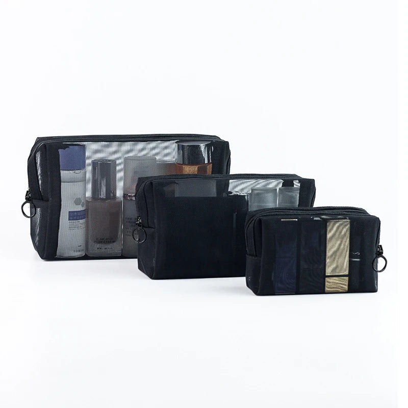 Simple Cosmetics Storage Bag For Women Large-capacity Waterproof Travel Portable Toiletries Storage Package Mesh Zipper Bag