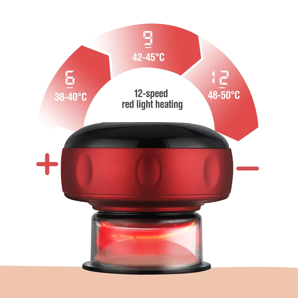 Body Cupping Scraping Massager Smart Electric Vacuum Cupping Red Light Heating Suction Cup Device for Body Back Neck Arm Massger
