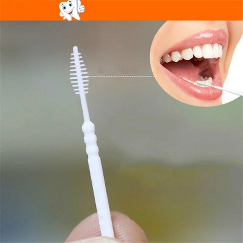 100pcs Double-headed Dental Brush Teeth Sticks Floss Pick Toothpick Tooth Clean Oral Care Interdental  Food Grade PP