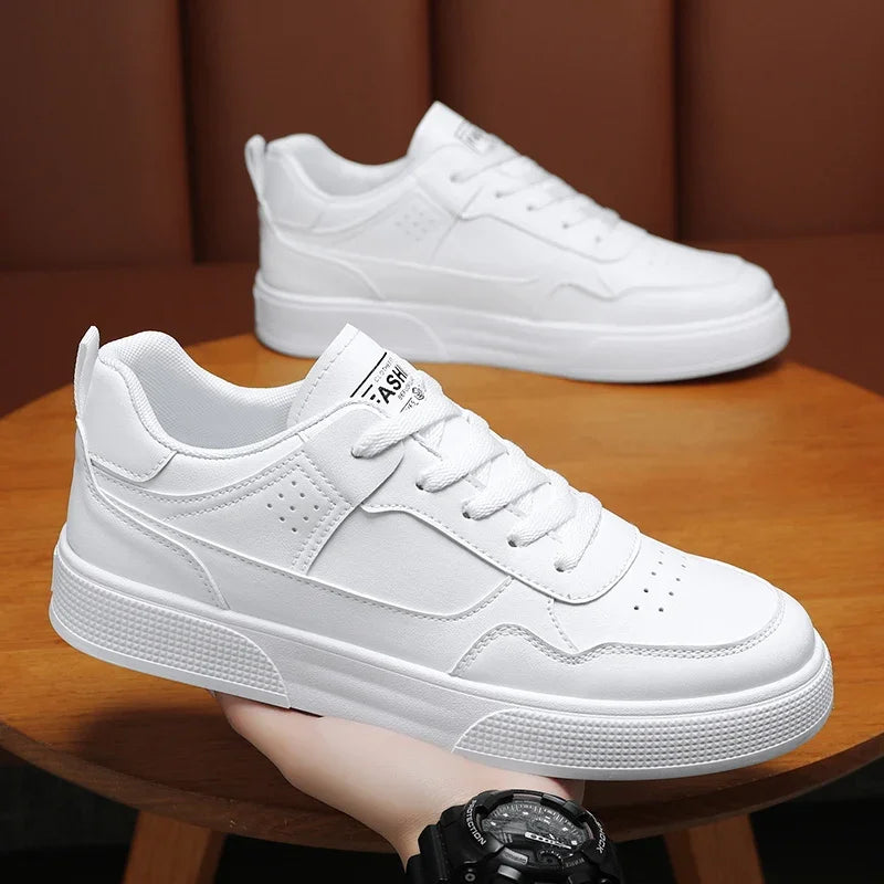 Fashion Leather Men Casual Shoes Lightweight Running Shoes Platform White Sneakers Outdoor Breathable Sport Shoes Tennis Shoes