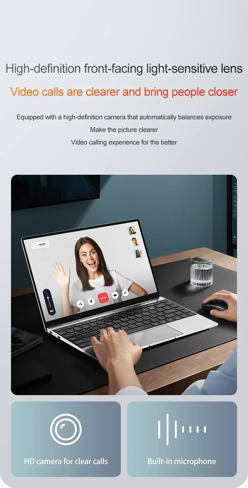 LENO 14.1" Ultra Slim Laptop 16GB RAM 2TB SSD Windows 11 Intel N3700 Notebook Gamer 1920*1080  Display Office Study Computer PC