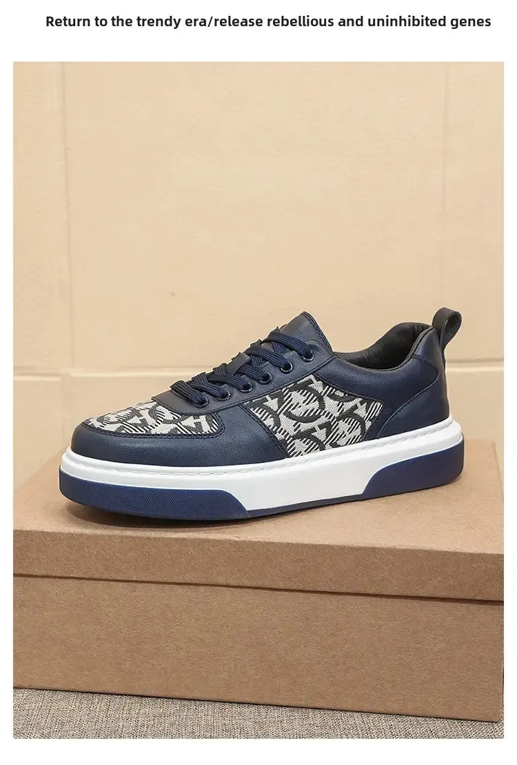 2025 Spring New Men's Shoes All Fashion Increase Board Shoes Senior Sense Retro Bar Fashion Shoes Non-slip Street Casual Shoes