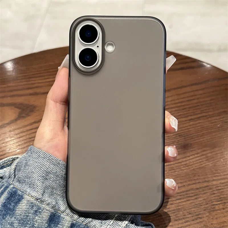 半透明磨砂硬塑膠PC手機殼適用於iPhone 16 15 14 13 12 Pro Max Plus透明防震全保護套