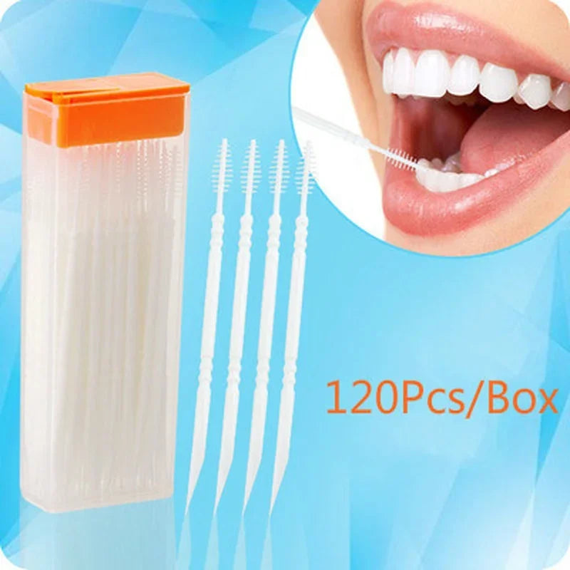 100pcs Double-headed Dental Brush Teeth Sticks Floss Pick Toothpick Tooth Clean Oral Care Interdental  Food Grade PP