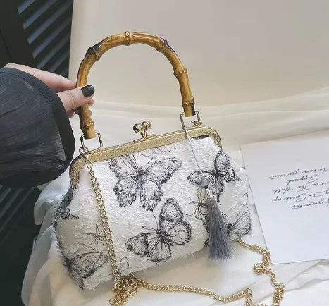 2024 New Chinese Qipao Bag, Women's Fashion Handbag, Elegant Classical Banquet, Party Making, Butterfly Pattern