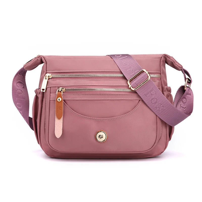 New Female Nylon Bag Casual Shoulder Bag Multi-layered Phone Bag Multi-pocket Shoulder Bag Solid Color Ladies Crossbody Bag