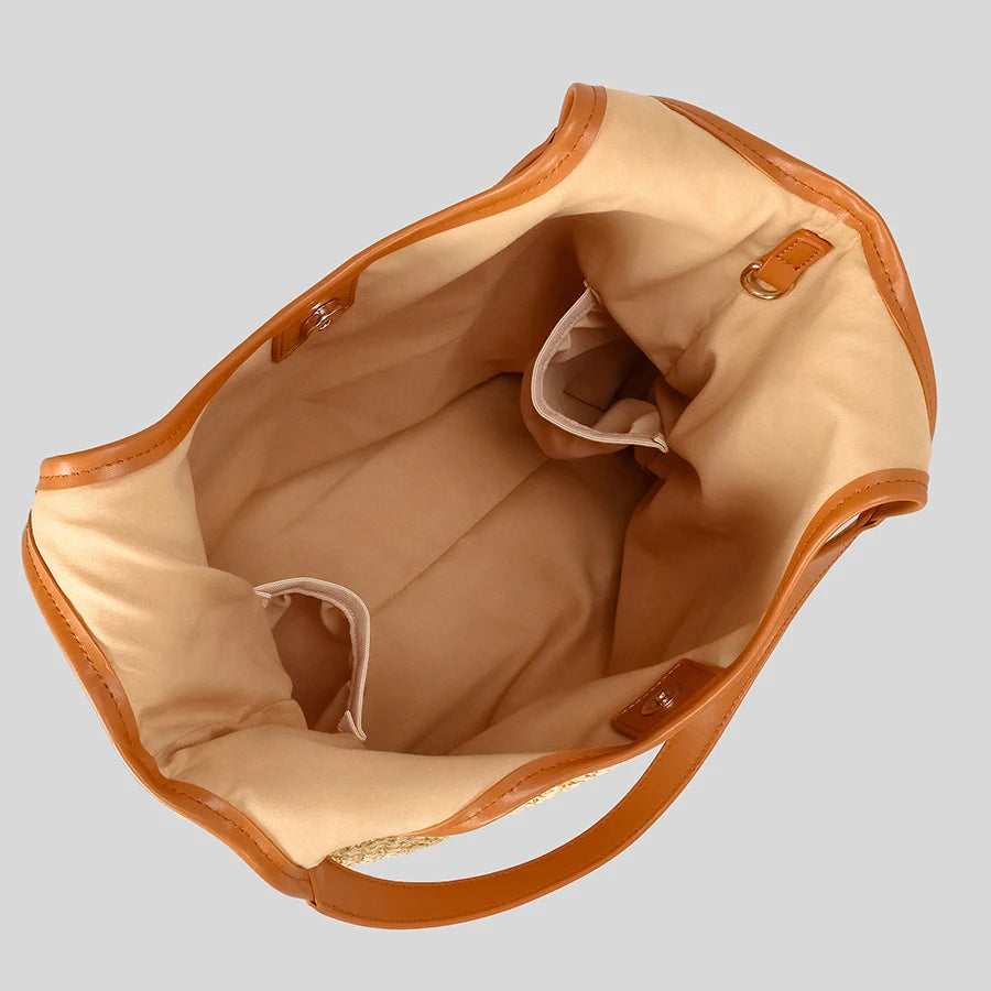 Fashion Letters Pp Straw Women Shoulder Bags Casaul Hobos Woven Handbags Summer Beach Large Capacity Tote Bag Big Shopper Purses