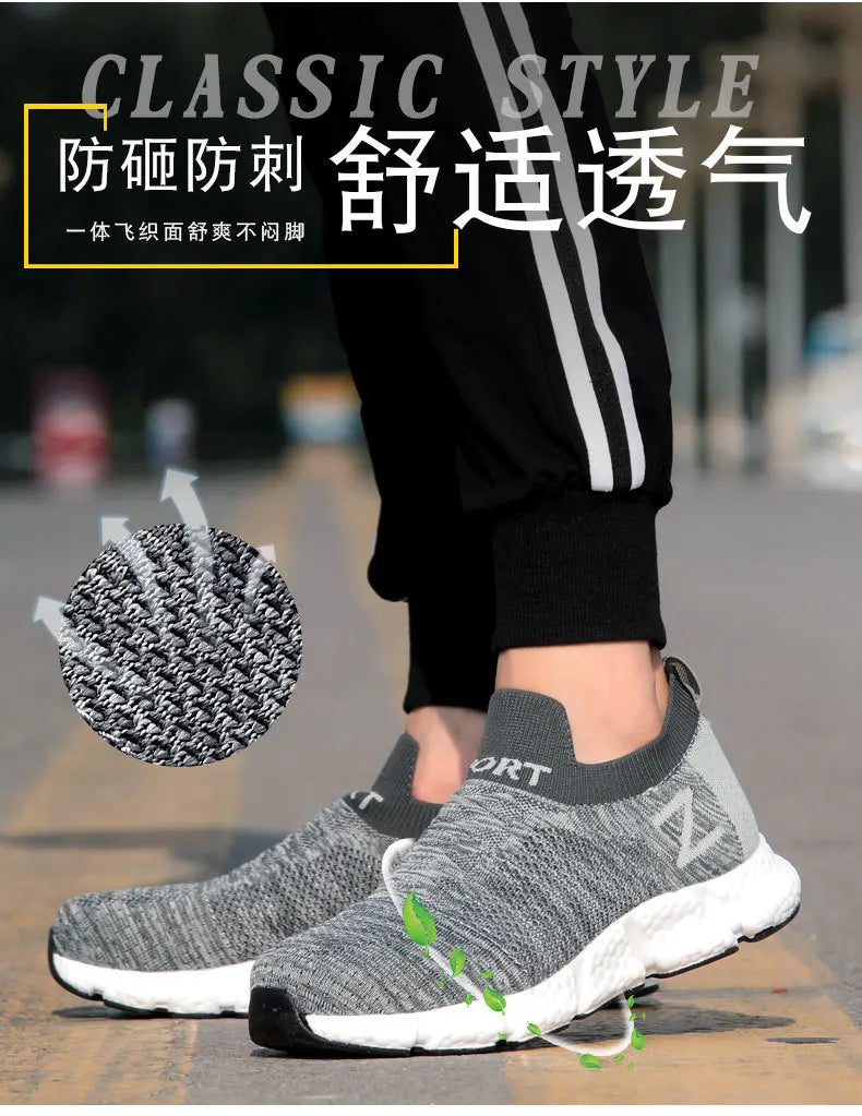 Size 36-46 Men Women Safety Work Boots Outdoor Hiking Shoes Air Mesh Sneaker Popcorn Sole Kevlar Insole Anti-smash Steel Toe Cap