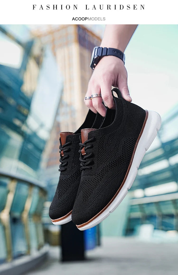 STRONGSHEN Men Casual Handmade Shoes Mesh Breathable Sneakers Business Fashion Business Formal Shoes for Men Trainers Zapatos