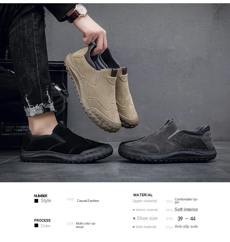 2025Men's Workwear Casual Sneakers Indoor Breathable Loafers Outdoor Seasonal Lightweight Beach Shoes Soft Sole Non-slip Fashion