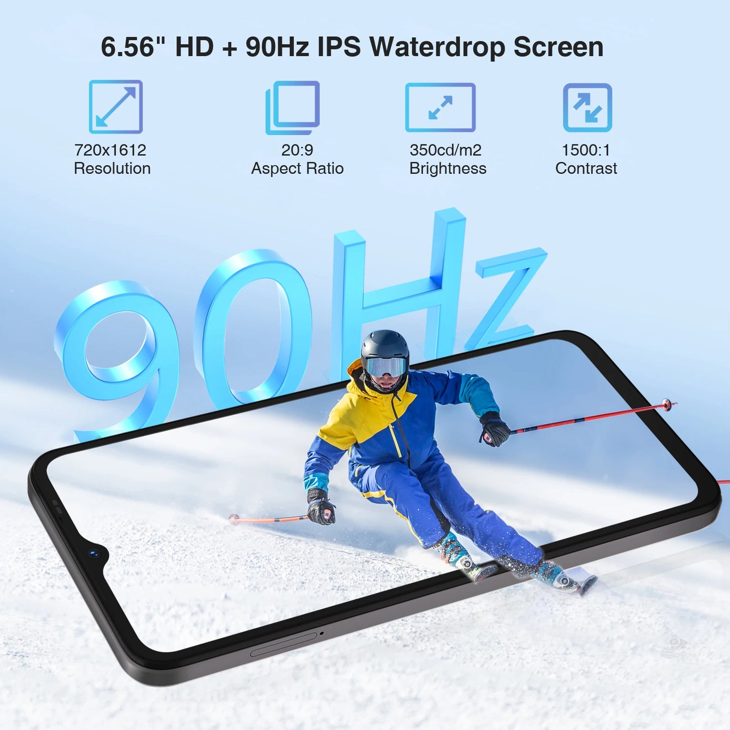 Doogee N55 Plus Smartphone 6.56" 90Hz Ips 8Gb Ram + 128Gb Rom 5150Mah Battery Android 14 Cell Phone Face Unlock Widevine L1