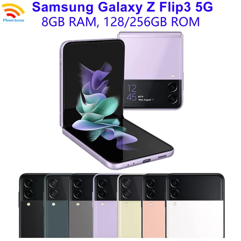 Samsung Galaxy Z Flip 3 Z Flip3 5G F711U1 F711N F711B Original 6.7" AMOLED NFC Snapdragon Unlocked Foldable 99% New Cell Phone