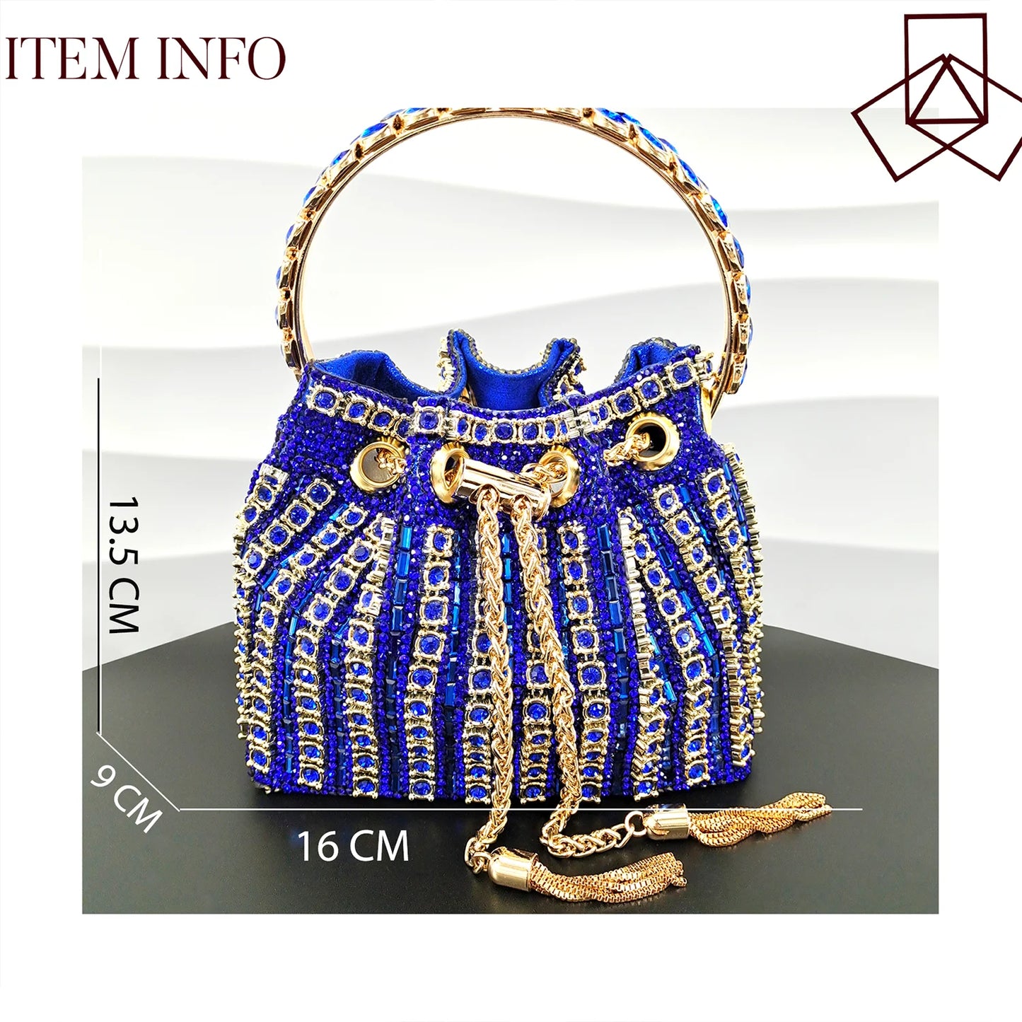 African Fashionable Shiny Handbag Banquet Ladies Bag Full Of Diamonds Semi-Circle Bracelet Bag