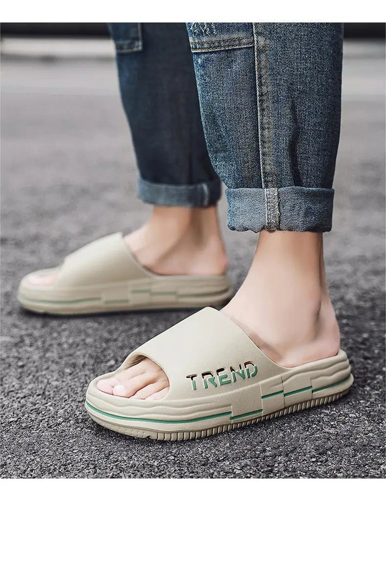 Men's Non-Slip EVA Platform Slides Comfortable Soft Sole Cloud Slippers For Indoor Outdoor Bathroom Beach Summer Sandals for Men