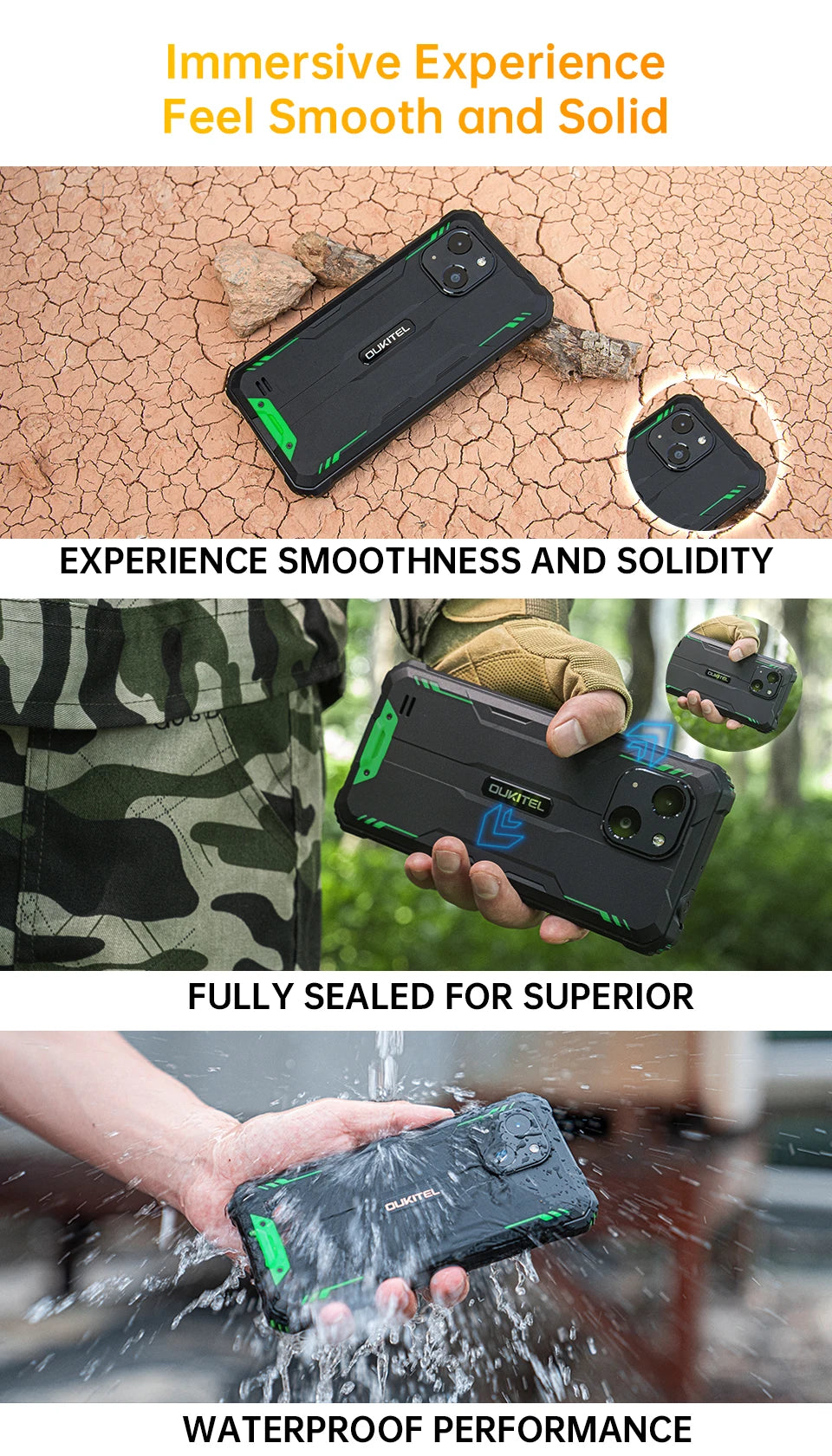 OUKITEL WP32 12GB(4+8) 128GB Mobile Phone IP68, Octa-Core, 6.0" HD+, Unbreakable Smartphone 6300mAh Android 13