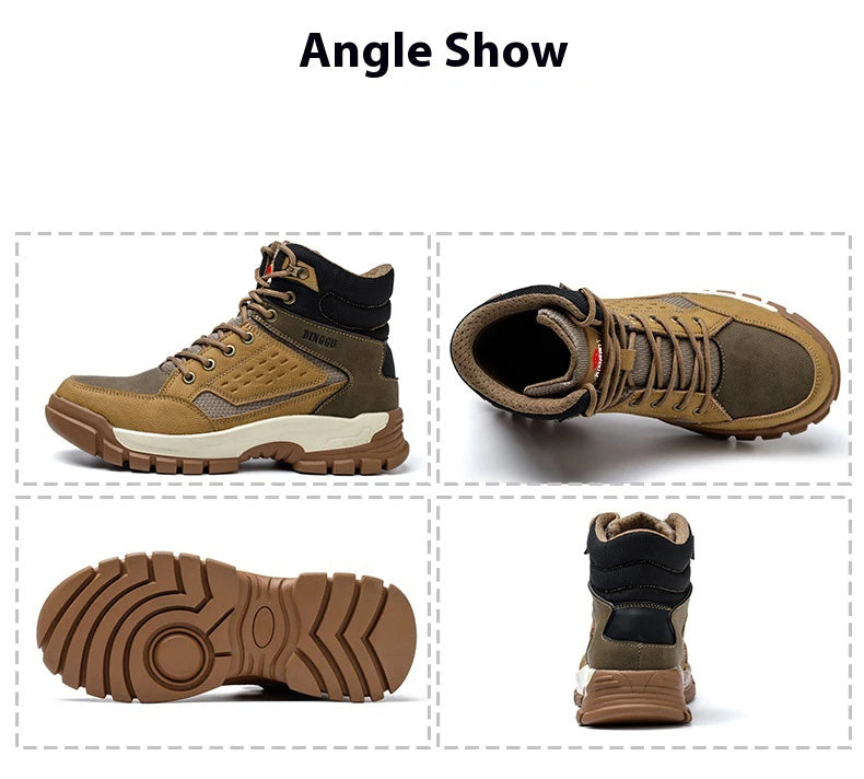Outdoors Desert Boots Steel Toe Shoes Work Boots Indestructible Shoes Protective Boots Safety Shoes Combat Boots Puncture-Proof