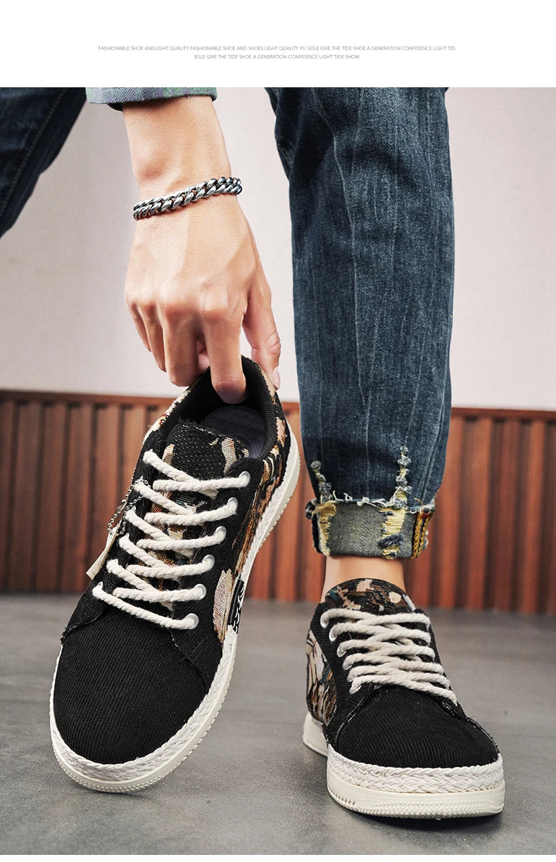 Canvas Men's Shoes Versatile Summer Trend Sports And Leisure Low Top Board Shoes Men's Cloth Shoes Soft Soles Work Shoes