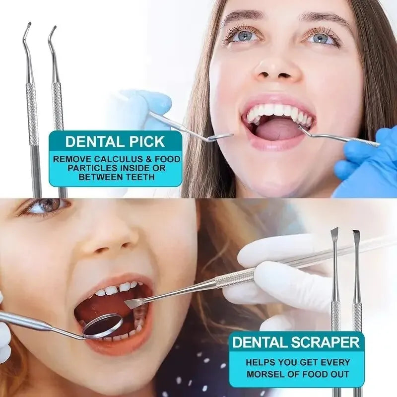 Stainless Steel Dentist Oral Tools Cleaning Flossing Tartar Removal Easy to Clean Not Easy to Break Dental Oral Mirror Care Kit