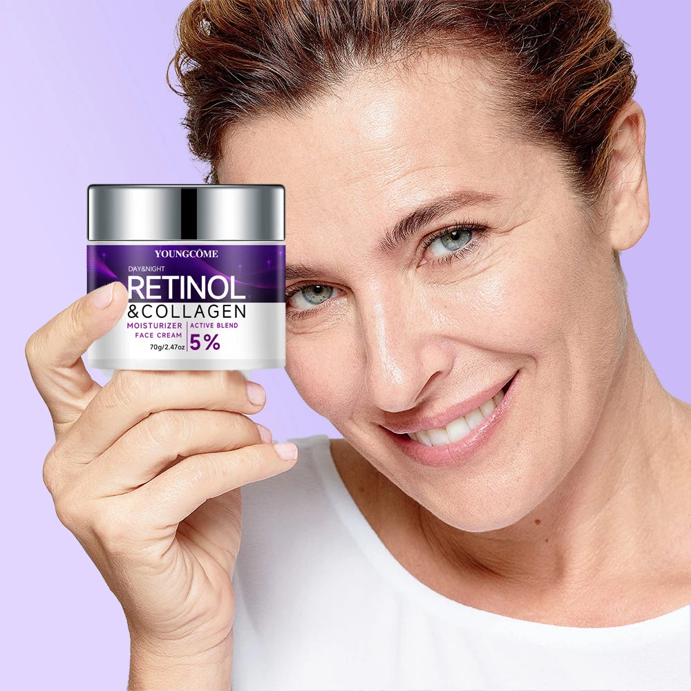 Retinol Collagen Face Cream Anti-Aging Smoothes Skin State Enhances Skin Elasticity Moisturizes Skin Deep Hydration