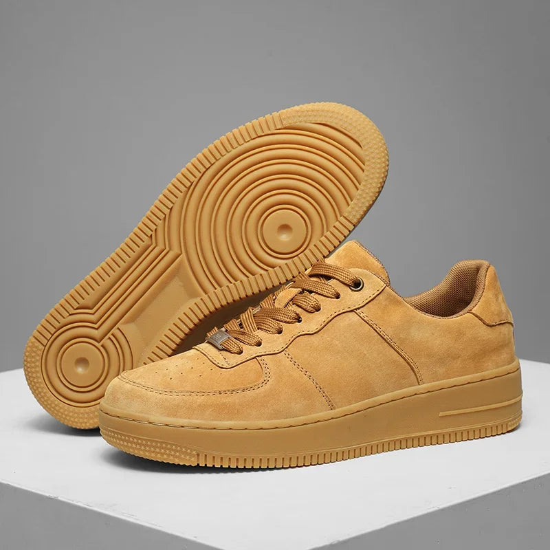 Autumn Brown Strings Sport Basketball Casual Sneakers High-top Canvas Shoe Lace-up Fashion Flat Round Wheat Color Sholeaces