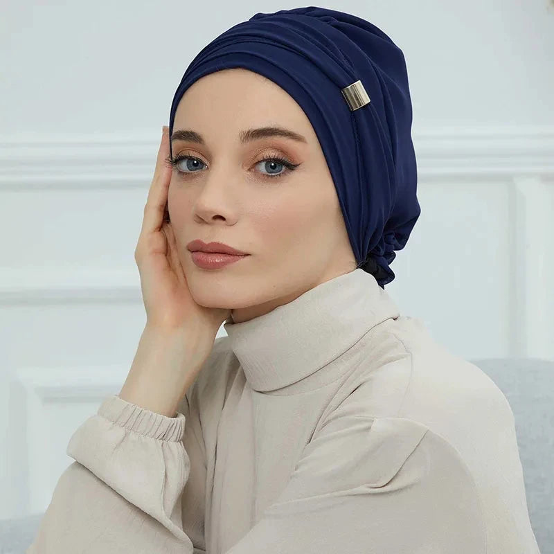Muslim Solid Instant Turban Hat Hijab Women Caps Islamic Bandana Bonnet Fashion