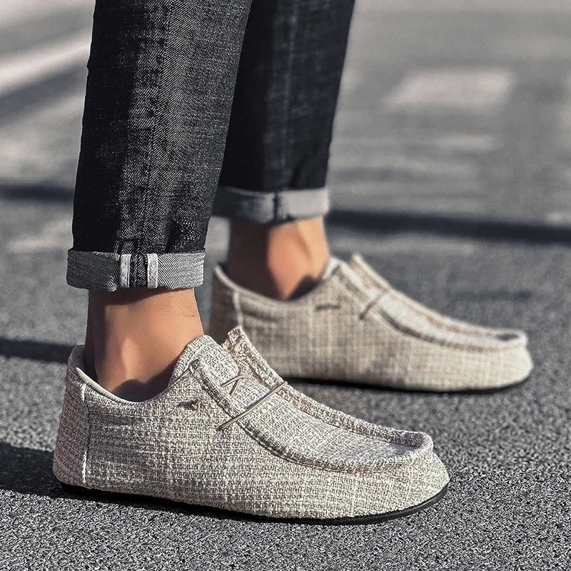 YRZL Summer Men's Canvas Boat Shoes Moccasins Casual Loafers Mens Slip-on Green Lightweight Breathable Comfortable Driving Shoe