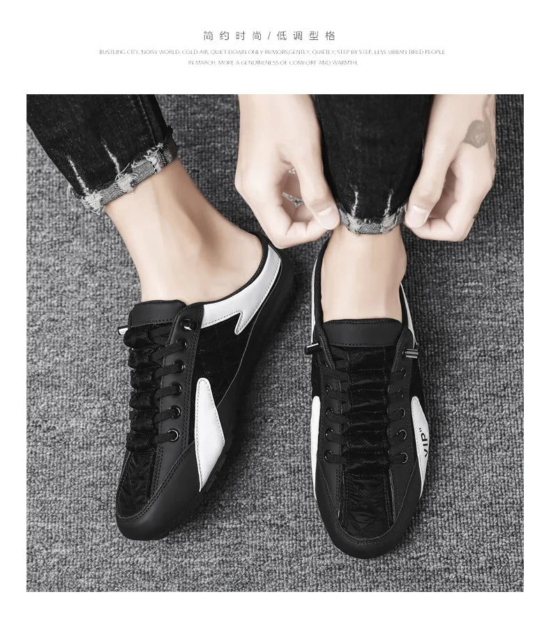 Trendy Half Slippers Flat Casual Shoes for Men Classic Summer Slippers Man's Flats Concise Men's Sneakers Slip-on Male Slippers