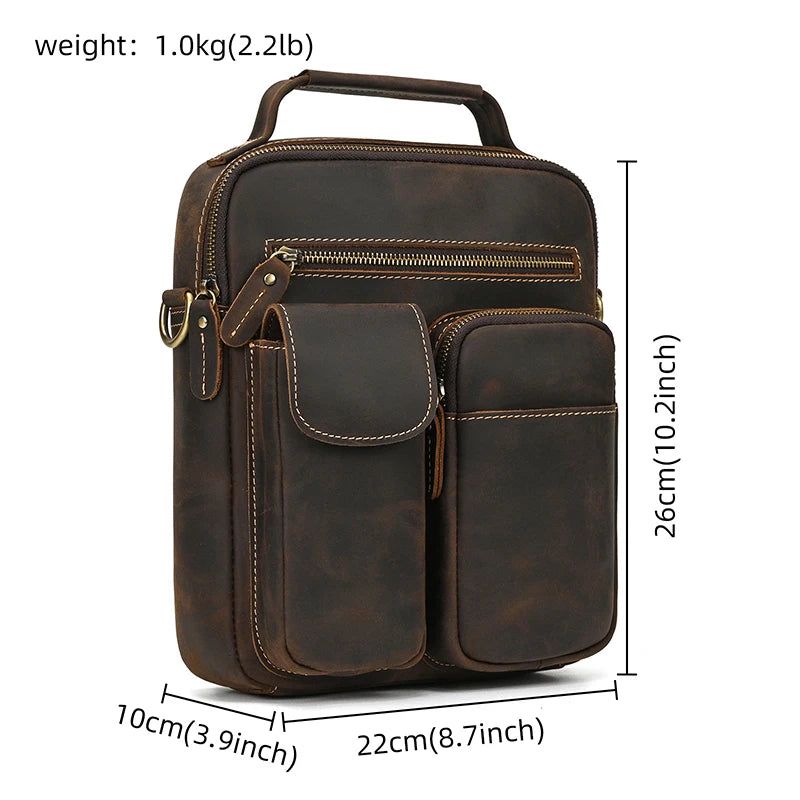 Newsbirds Leather Shoulder Bag Vintage Style Crossbody Bag Books School Bag Of Men Male Daily Messenger Bag Crazy Horse Skin