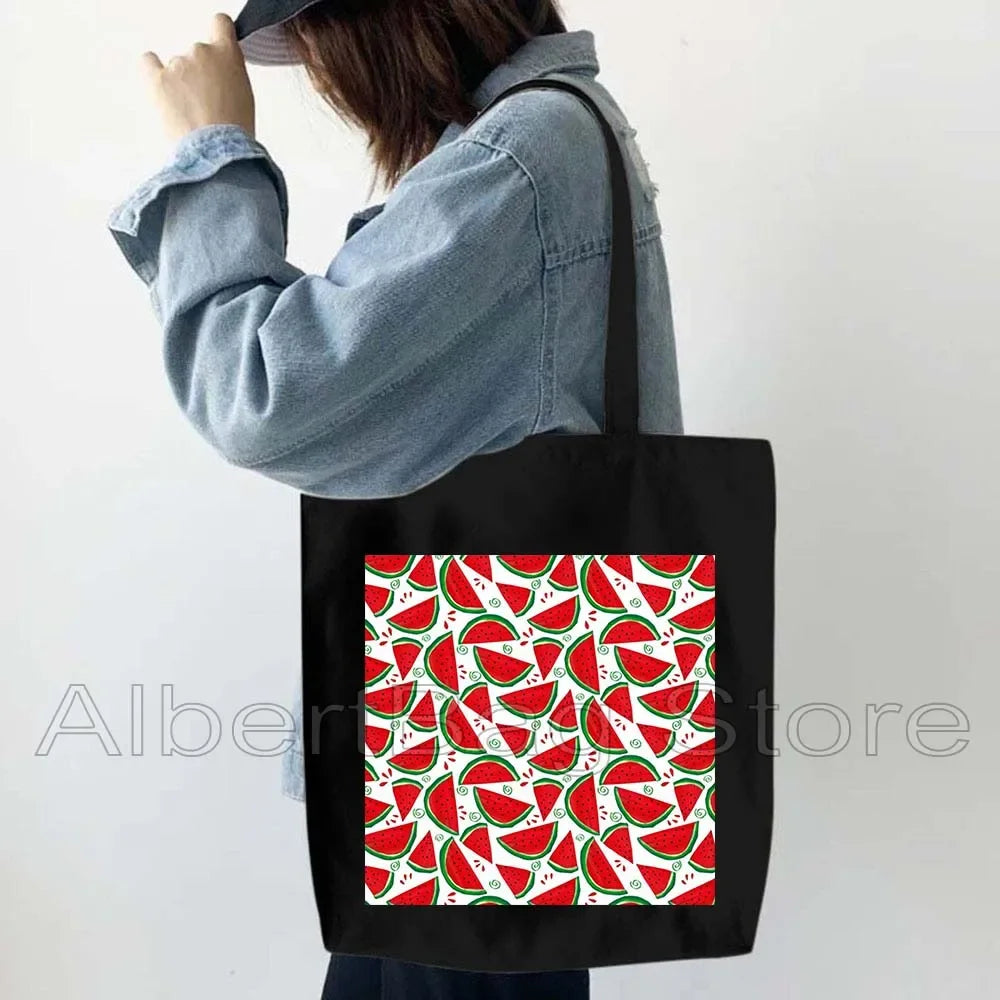 Peace Gifts Al Aqsa Keffiyeh Canvas Tote Bags Olive Tree Jerusalem Dome of The Rock Shopping Fashion Shoulder Organizer Handbag