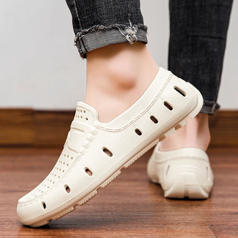 Comforty Men Slippers Summer Men's Slip On Loafers Waterproof Sandals Fashion Men's Beach Flip Flops Soft Sandals With Support