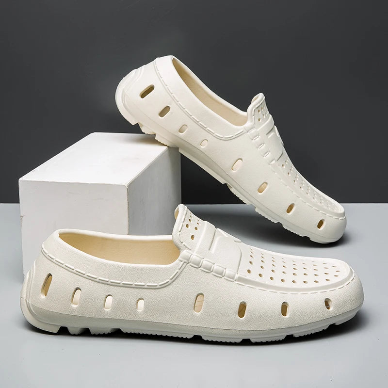 Comforty Men Slippers Summer Men's Slip On Loafers Waterproof Sandals Fashion Men's Beach Flip Flops Soft Sandals With Support