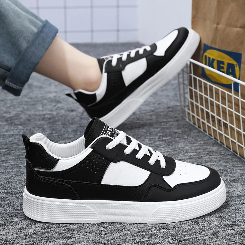 Fashion Leather Men Casual Shoes Lightweight Running Shoes Platform White Sneakers Outdoor Breathable Sport Shoes Tennis Shoes