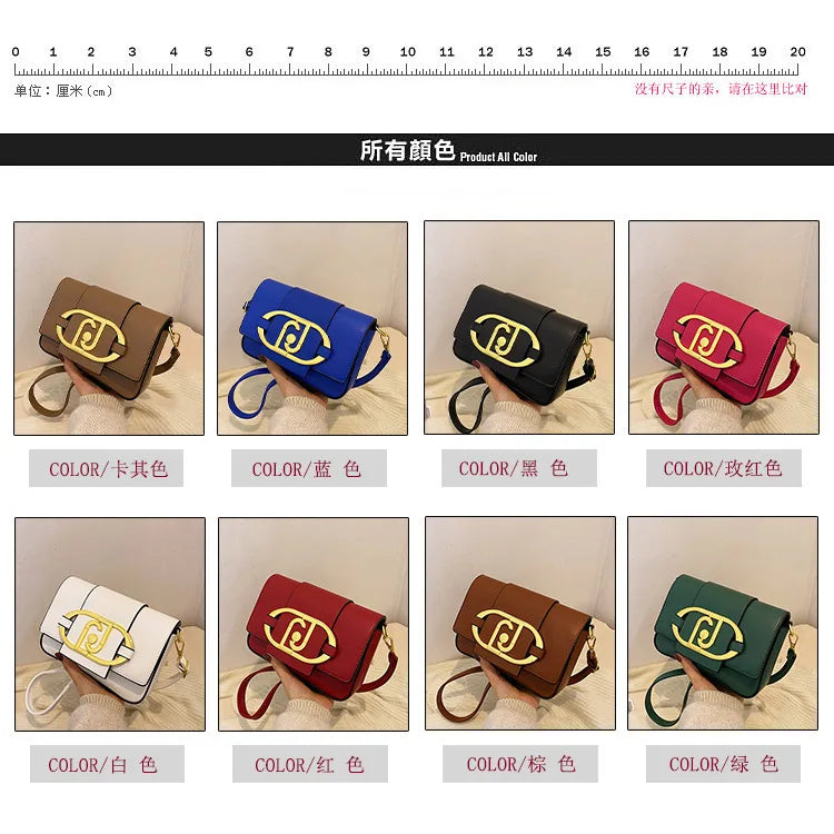 Designer Handbags For Women Leather Metal Buckle Flap Square Shoulder Bags Fashion 2024 Ladies Messenger Bags Females Casual