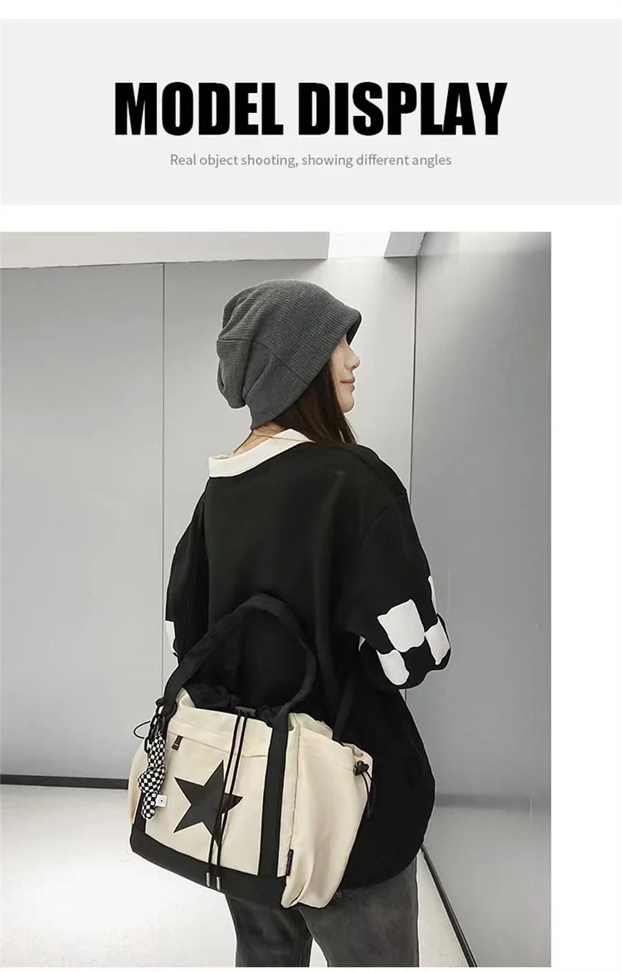 Personality Women Crossbody Bag Y2K Style Large Capacity Couple Shoulder Bag New Casual Nylon Tote Bag Luxury Drawstring Handbag