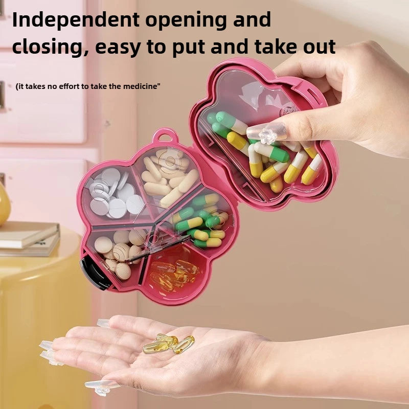 Portable, sealed, multi-functional, portable medicine box, dopamine wind medicine tablets, mini flower storage box