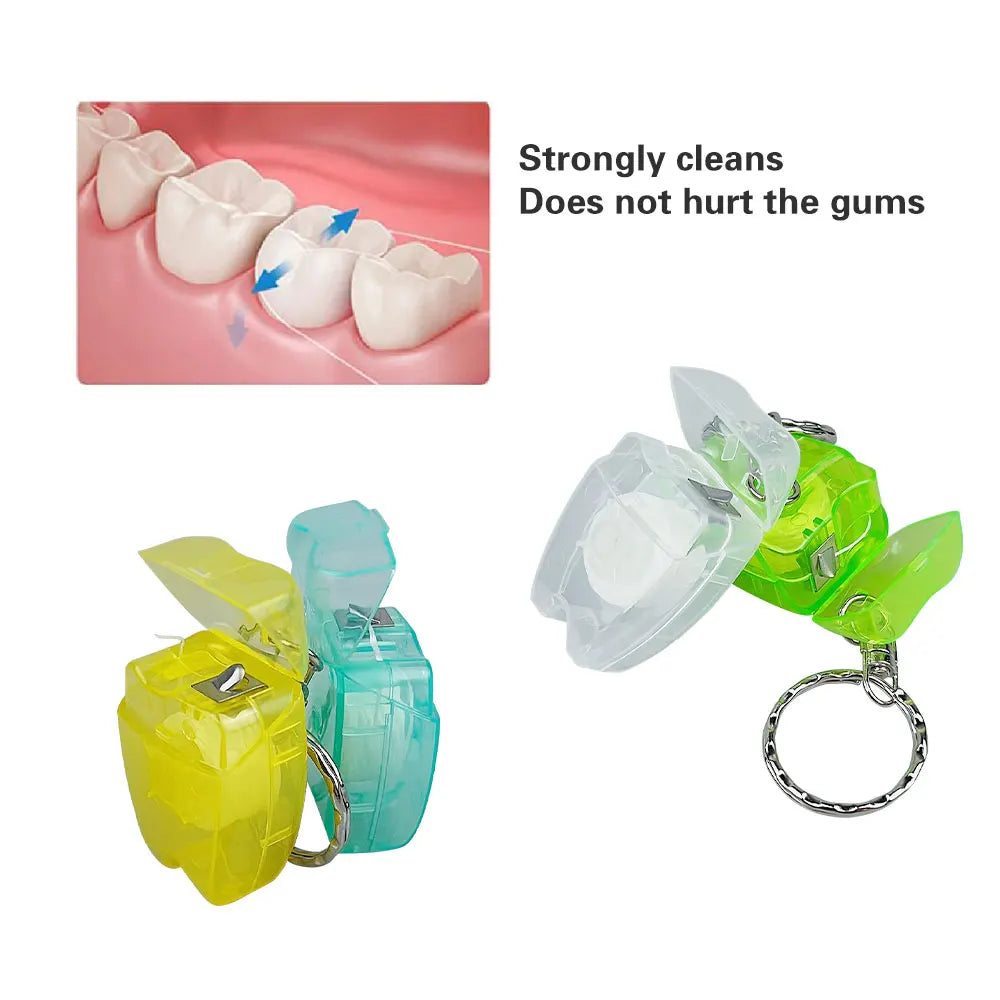30Pcs Dental Floss Keychain 15M Oral Hygiene Health Clean Wire Portable Oral Care Flosser Teeth Cleaning Pick Dental Floss Gifts