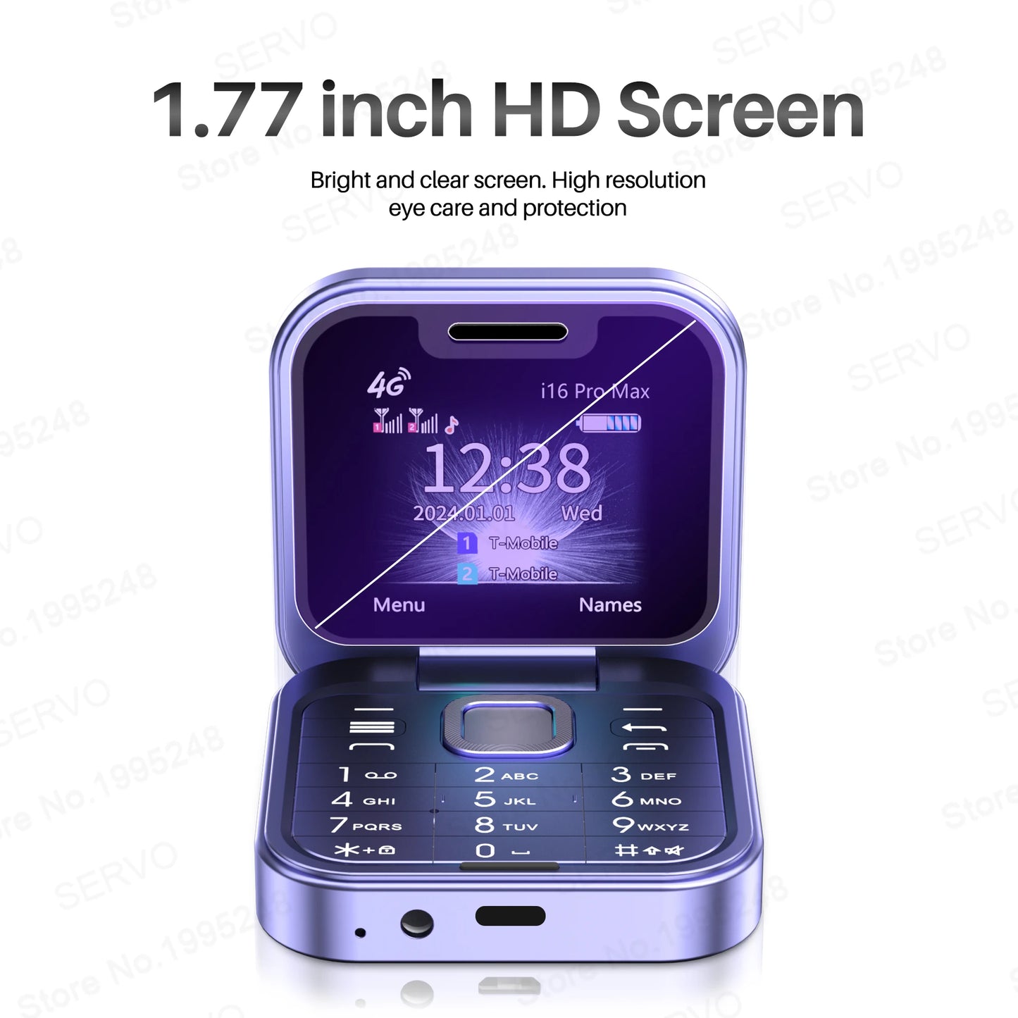 Téléphone portable pliable SERVO i16 Pro Max 4G 2025, mini, numérotation rapide, liste noire, lampe de poche, enregistrement des appels, 2 cartes SIM, petit format