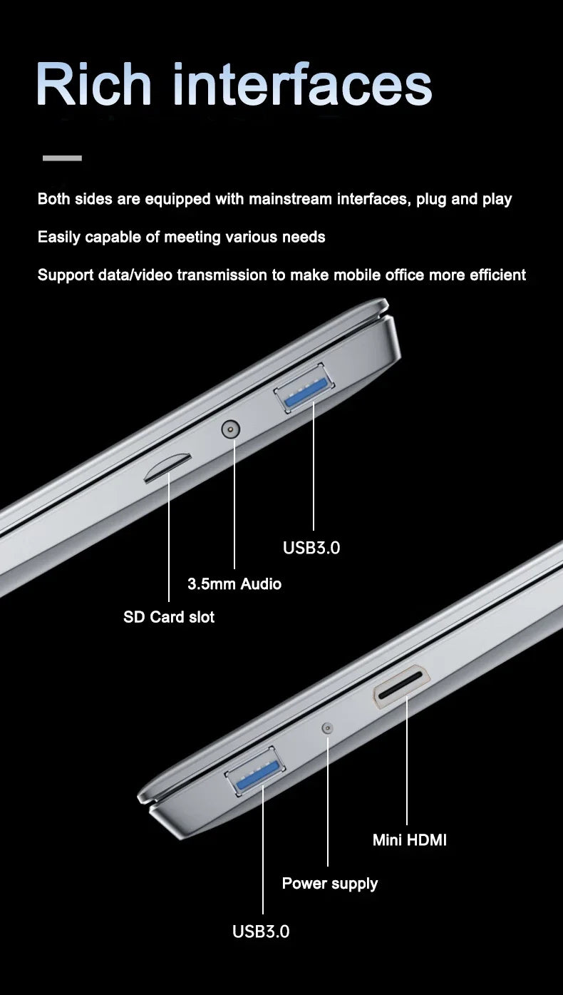 Intel N95 15.6"  Portable Laptop  7500 mAh 32GB Ram DDR4 2TB SSD Windows 11  Notebook Pc Gamer with Backlit Fingerprint