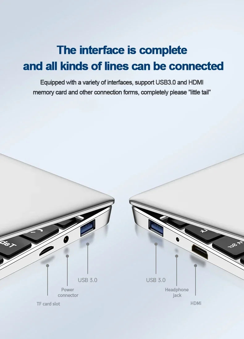 NEW 14.1'' Slim Office Laptop Windows 11 Intel i7 7500U 180° 12GB RAM 512GB 1TB SSD 1920*1080 Office Study Computer PC