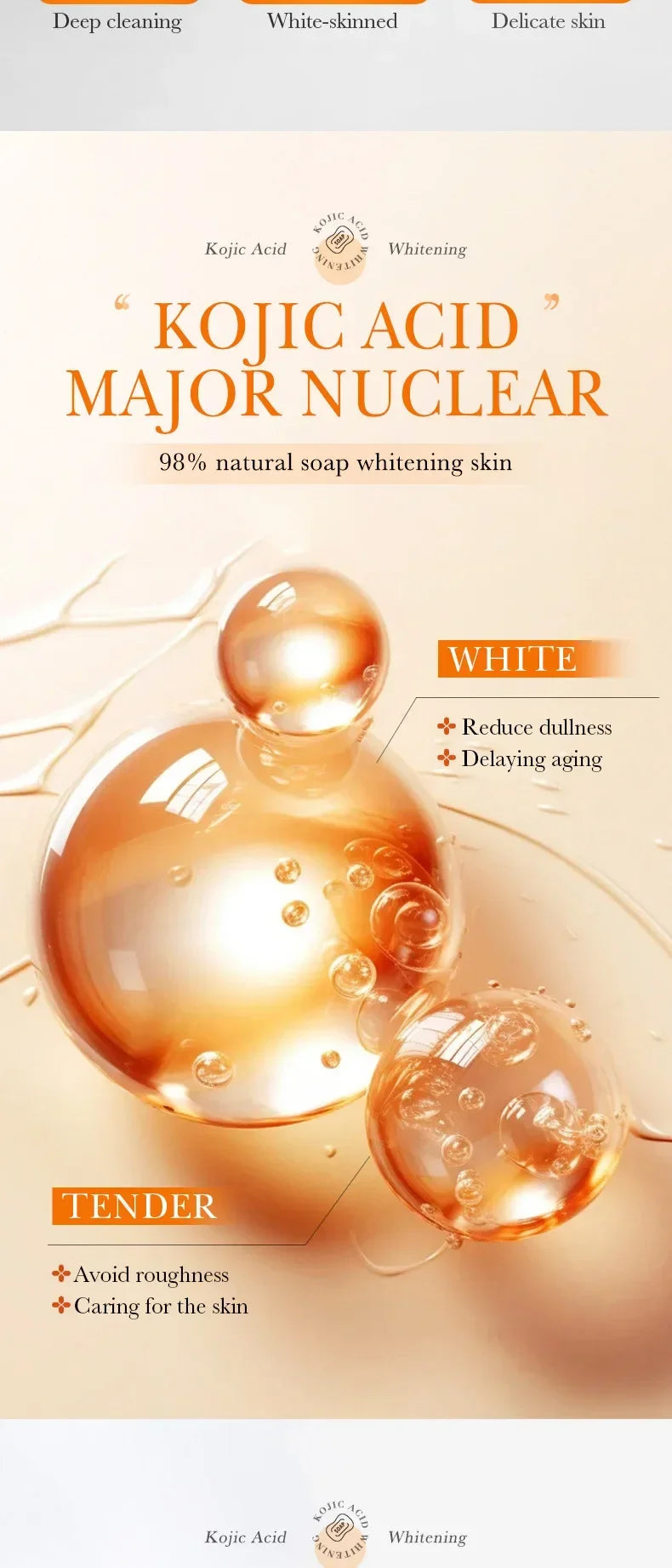 Handmade Whitening Soap Skin Care Deep Cleaning Moisturizing Cleansing Essential Temperate Soap Brighten Skin Kojic Acid Soap