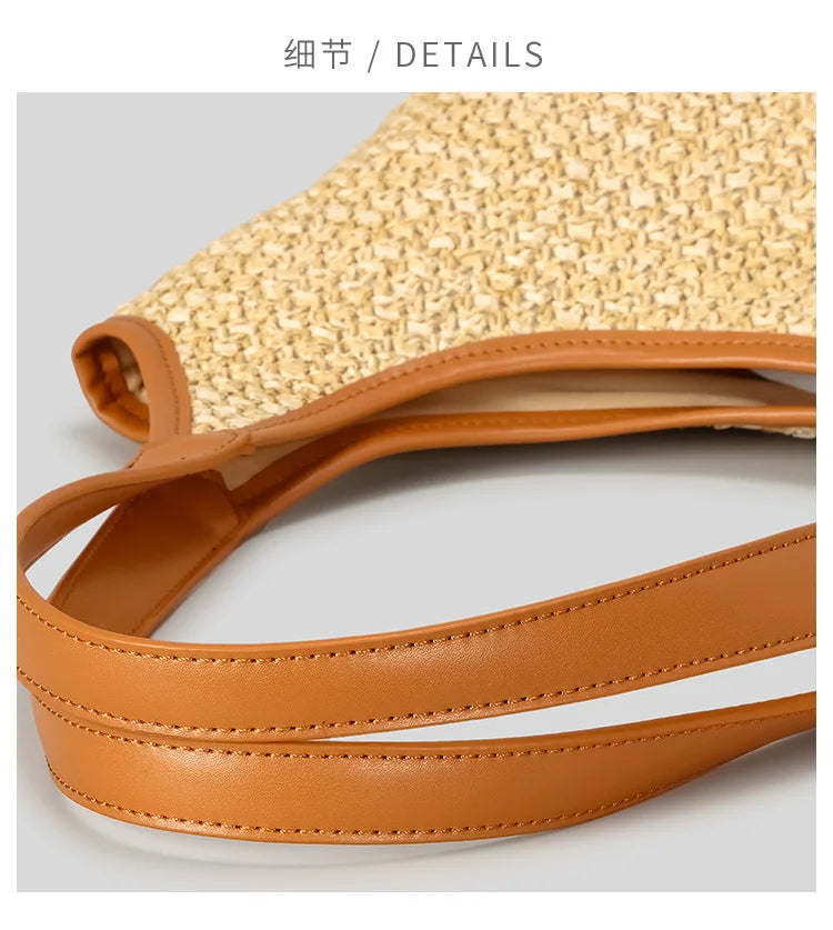 Fashion Letters Pp Straw Women Shoulder Bags Casaul Hobos Woven Handbags Summer Beach Large Capacity Tote Bag Big Shopper Purses