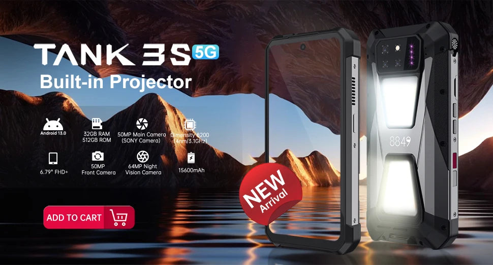 8849 Tank 2 PRO Unihertz Rugged Smartphone 24GB 512GB 100MP Rear Camera 23800mAh 120W Android 14 Dual Sim NFC OTG Cell Phone